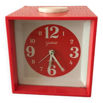 Old alarm clock Goldbuhl cube orange vintage pop art
