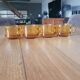 4 amber glass coffee cups