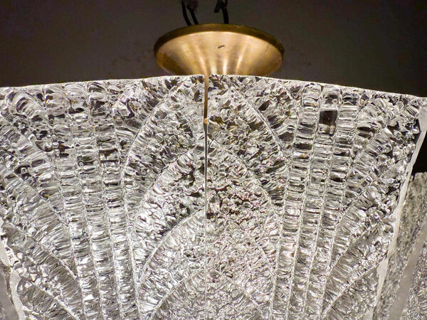 Barovier & Toso. Grand plafonnier/lustre de Barovier & Toso, verre de Murano, Italie, années 1960, exemplaire rare.