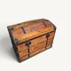 Coffre de voyage bombé ancien en bois et fer forgé – XIXe siècle