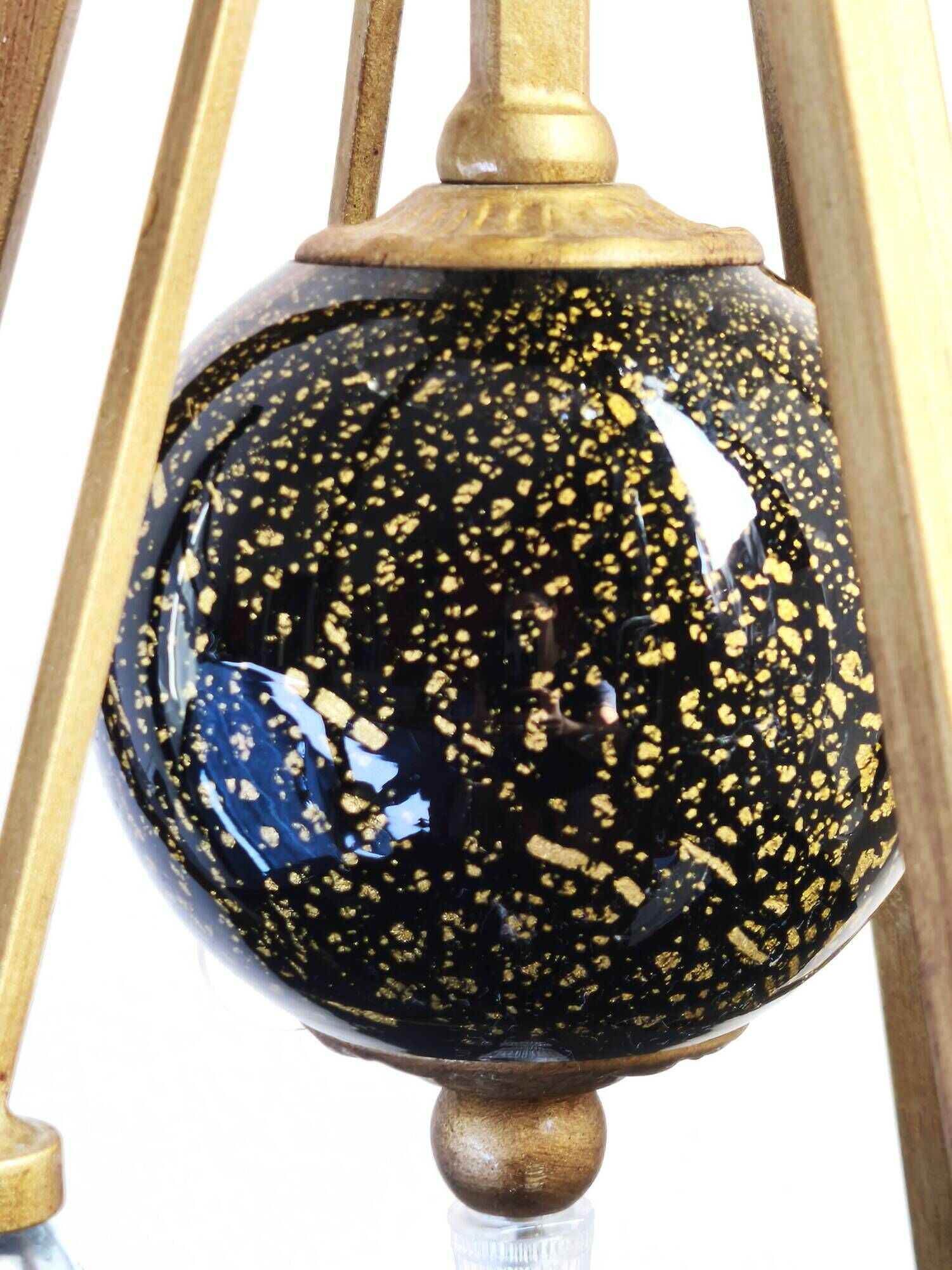 Lampe tripode italienne vintage Gallo en verre à inclusions dorées
