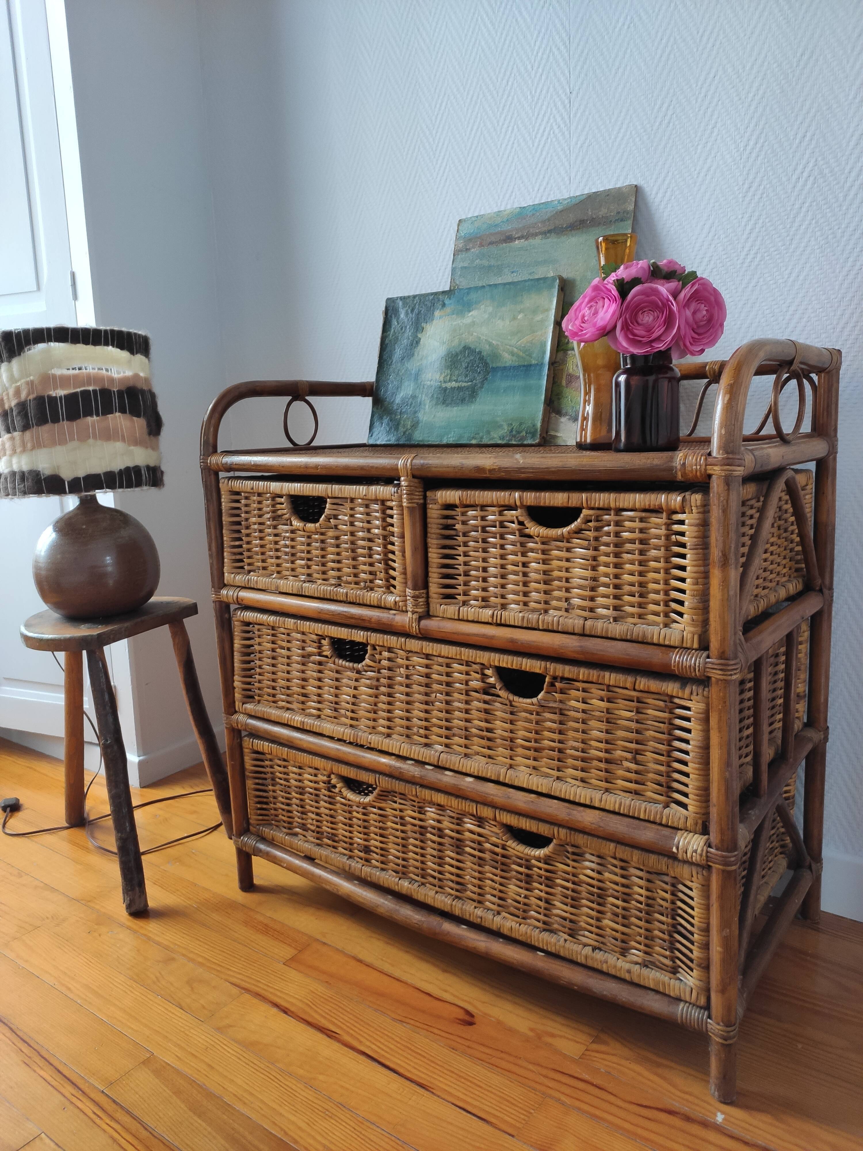 Rattan chest of drawers