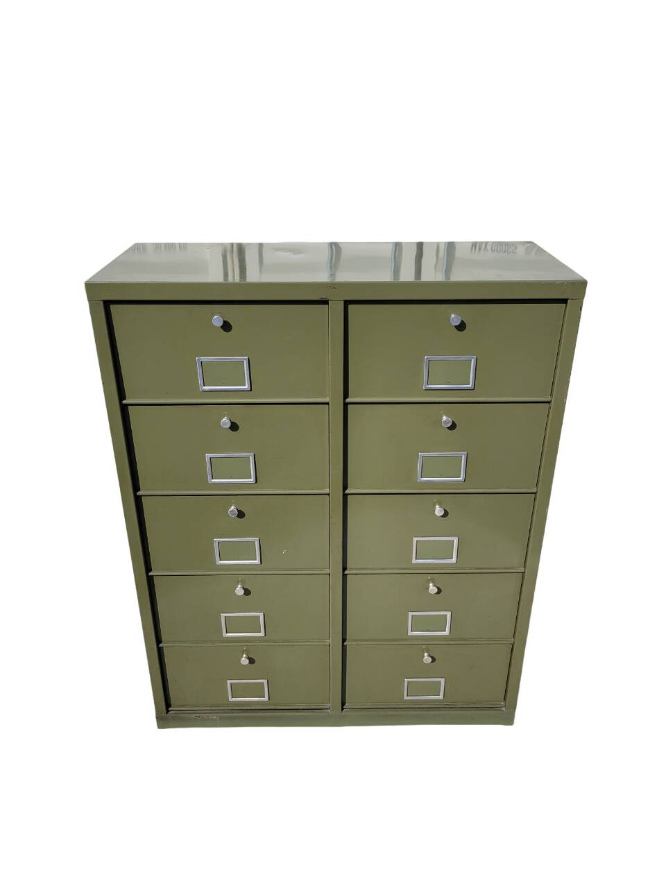 Industrial workshop furniture with 10 khaki flaps