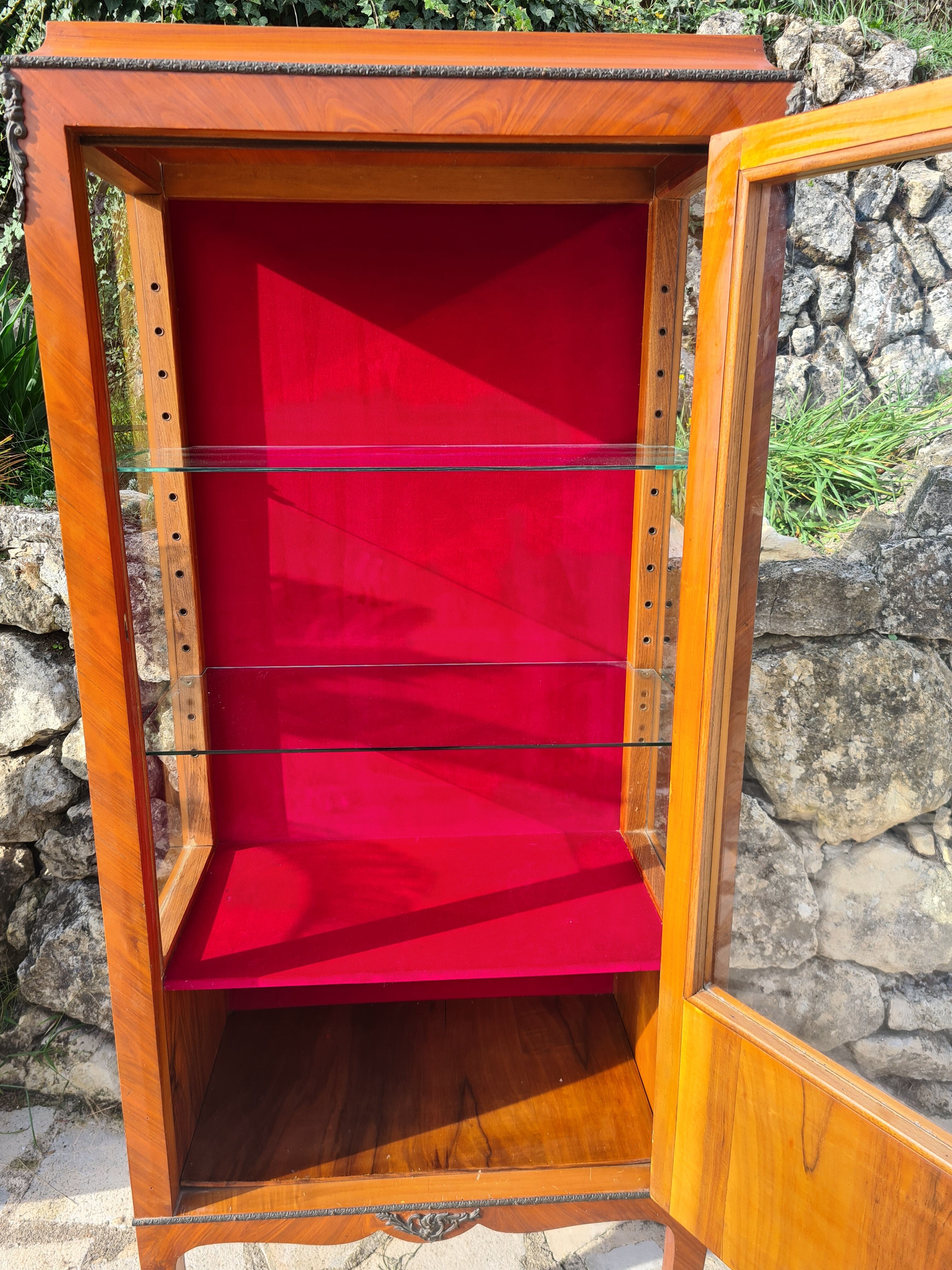 Marquetry showcase Louis XV style twentieth century