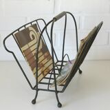 Porte-revues vintage / présentoir à disques en métal / kiosque à journaux des années 1960