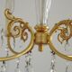 Mid-century brass, glass, and crystal chandelier with 4 lights 5099