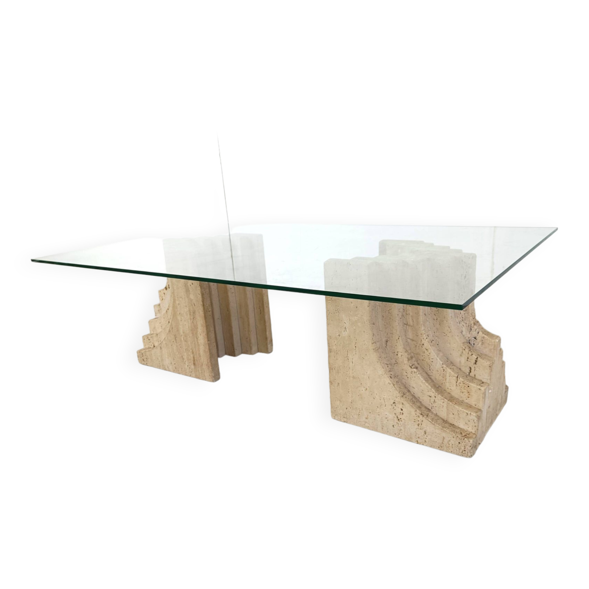 Table basse vintage en travertin Italie, 1970