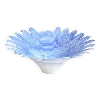 Murano glass cup opaline blue white width 26 cm 60s