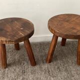Pair of wooden tripod foot stools