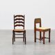 Rustic Oak Ladder-Back Chair with Rush Seat and Cabriole Front Legs, France