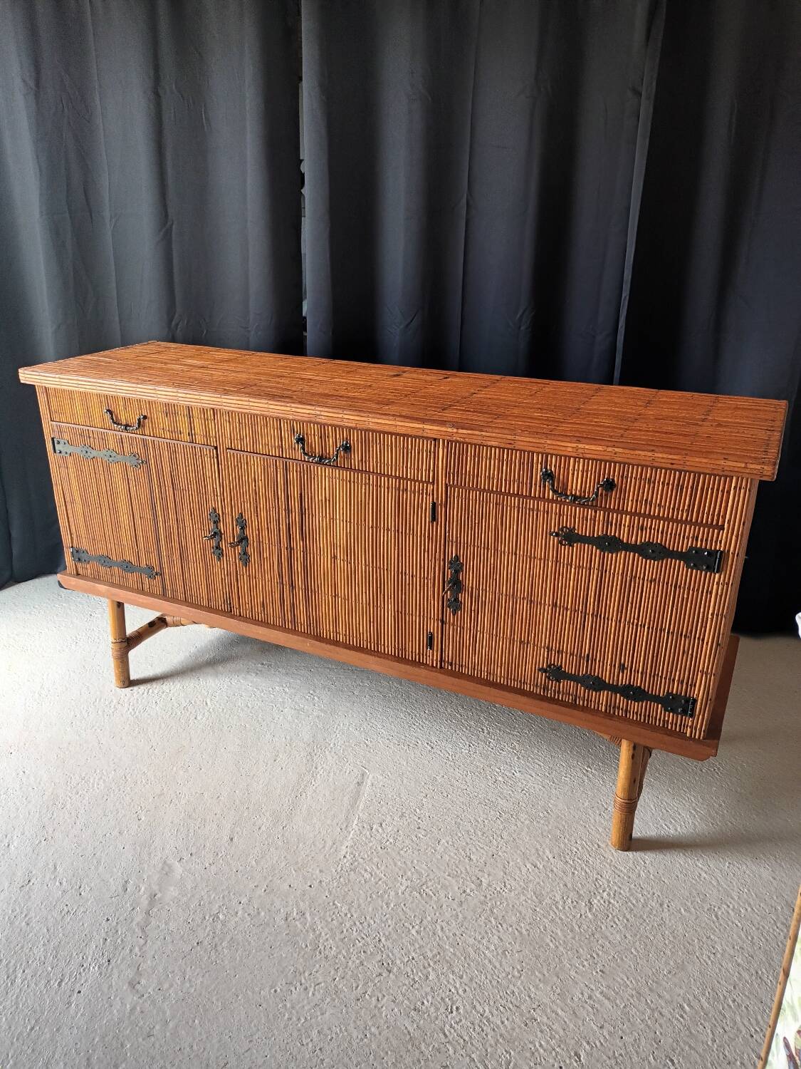 Vintage rattan sideboard