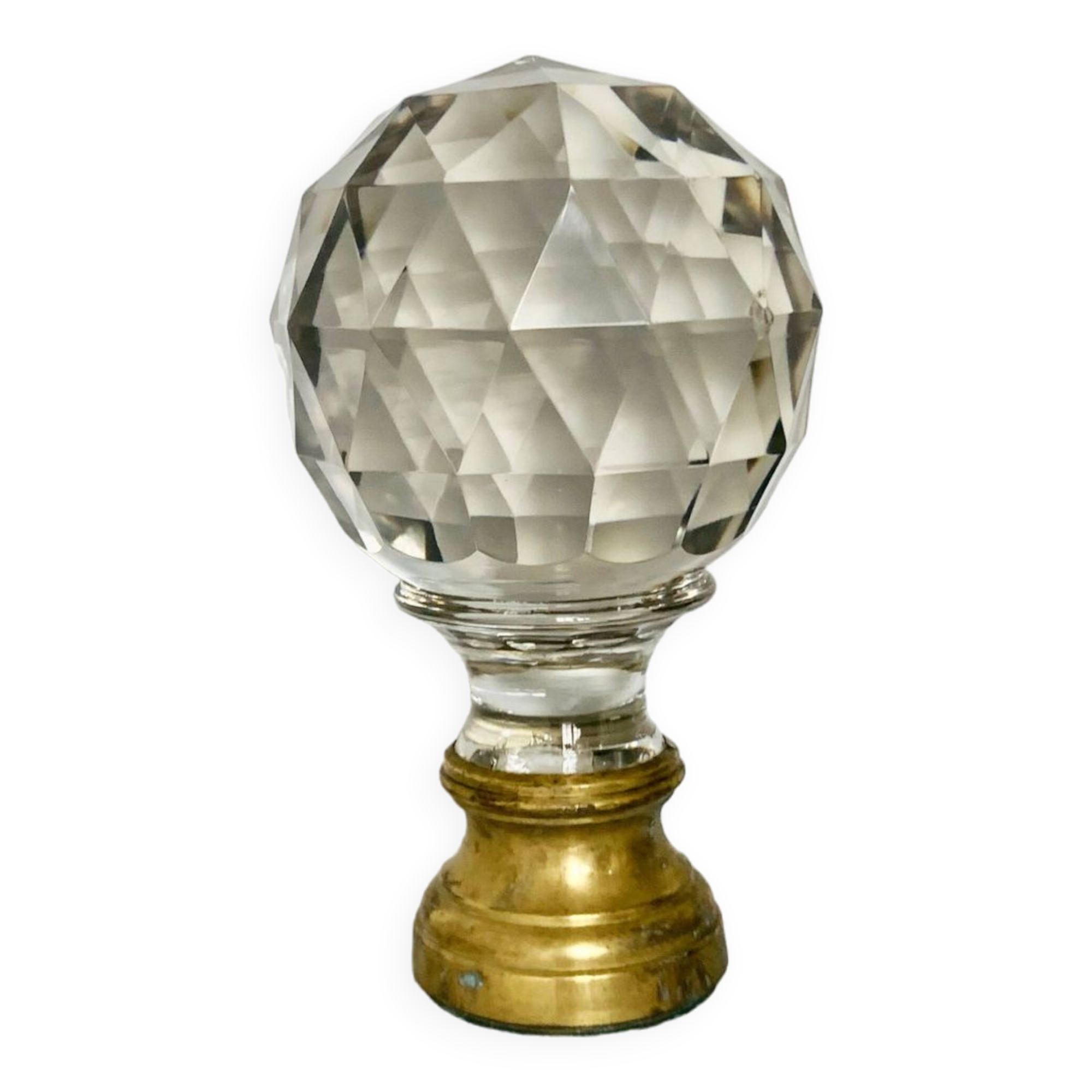 19th century crystal and bronze staircase ball