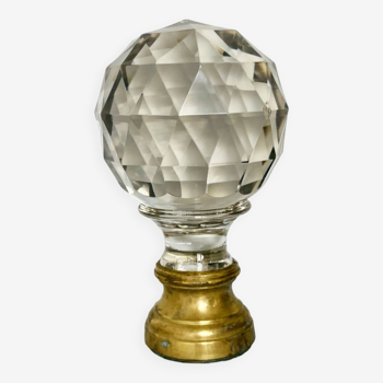 Boule d'escalier en cristal et bronze, XIXème