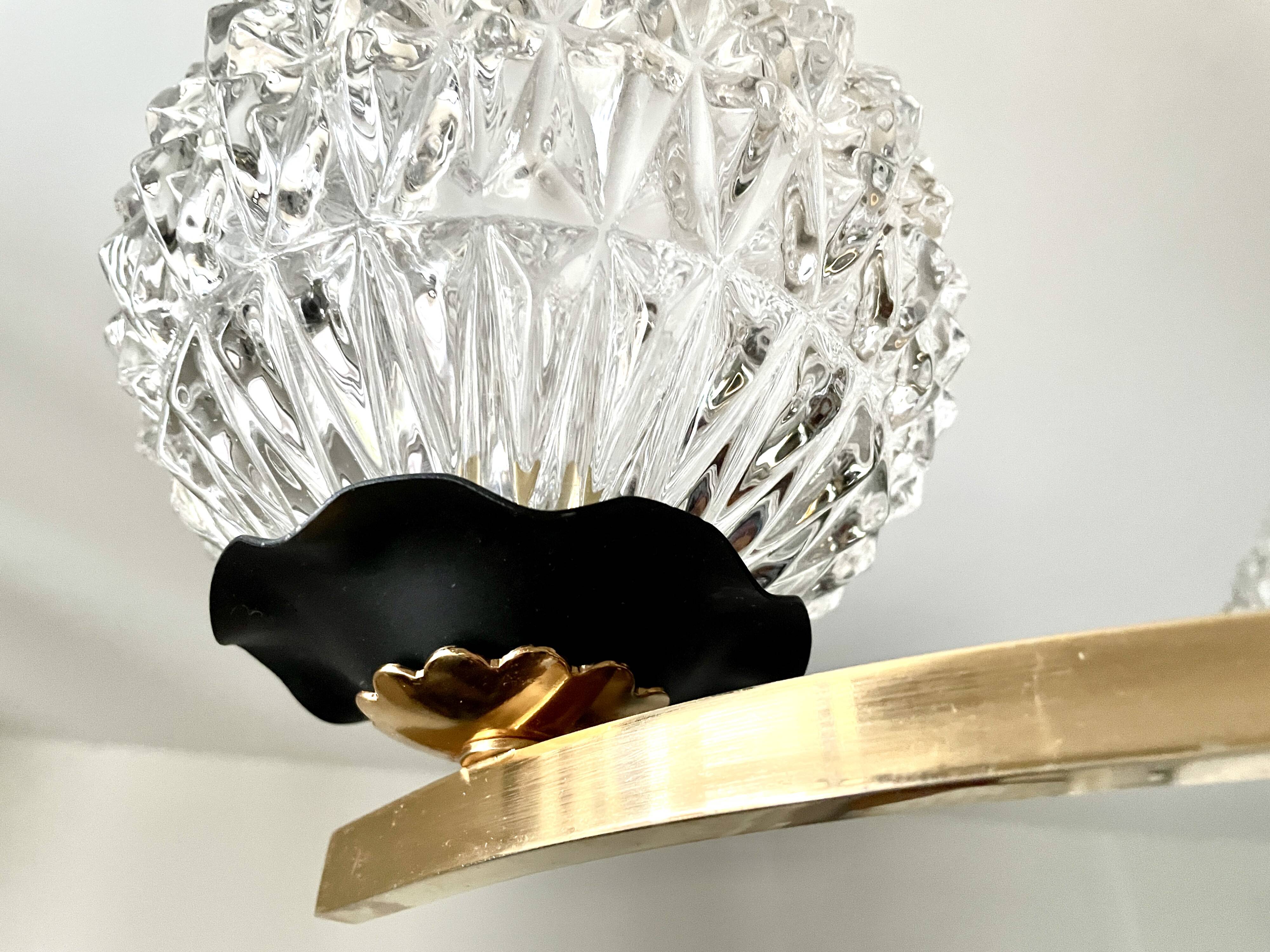 Chandelier 3 brass lights 1950