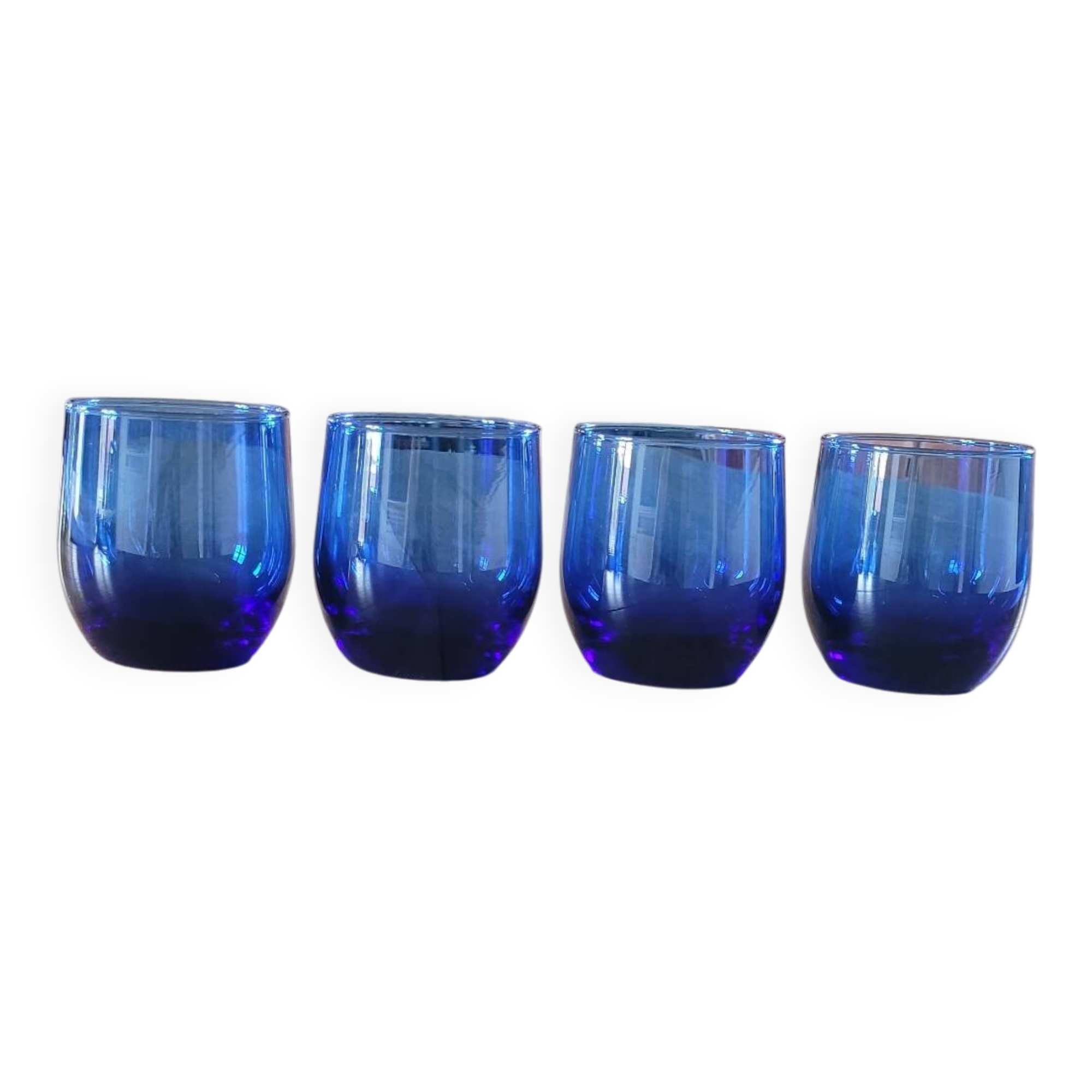 4 verres à eau bleu cobalt