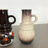Set of three 1970s pottery fat lava "vienna" vases made by Scheurich, Germany
