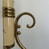 Pair of vintage patinated brass wall lights, France, 1940s