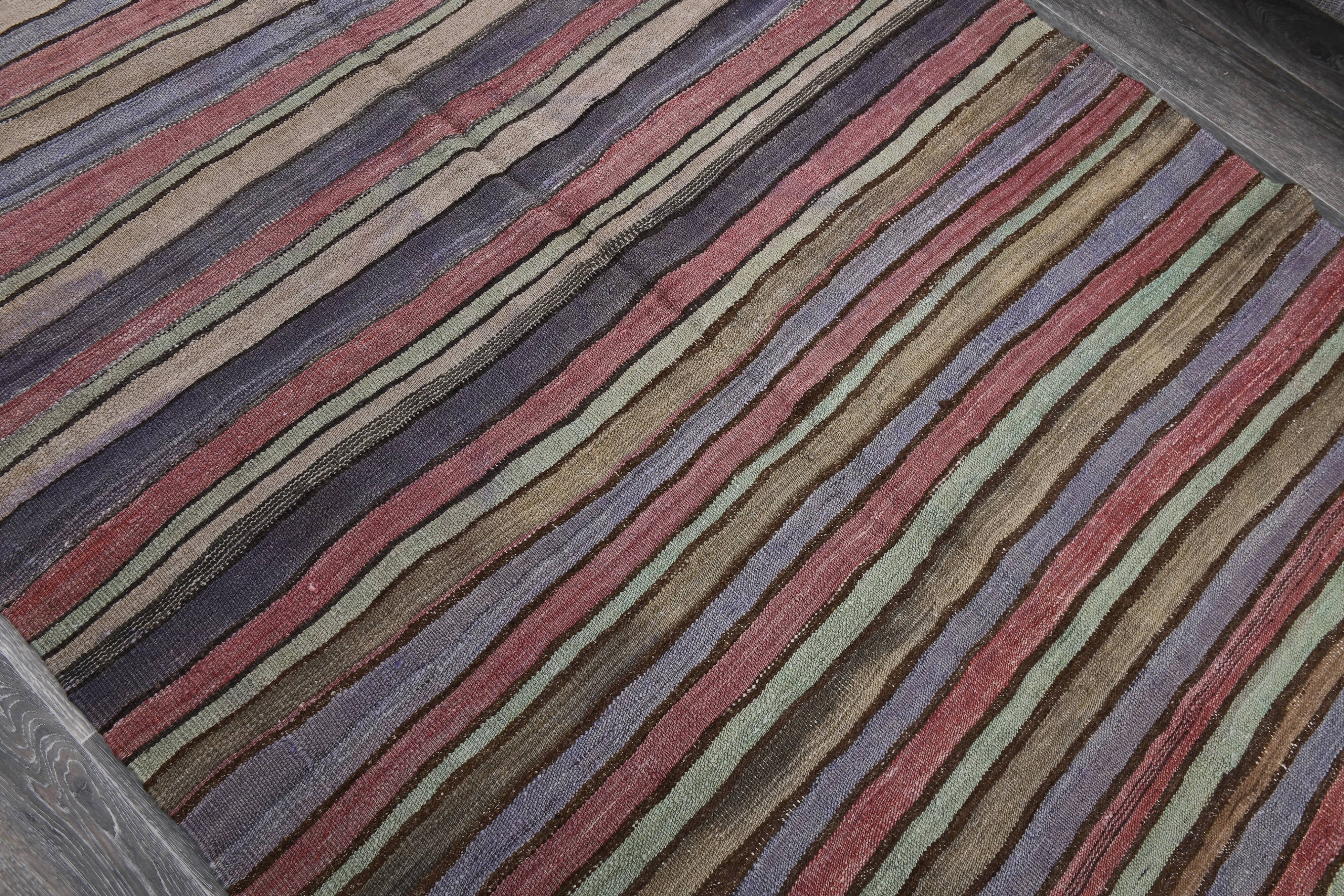 Blue & Green Striped Kilim Rug 146x288Cm SK 241322