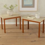 2x Travertin Side Tables