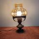 Vintage lamp in brass and amber glass