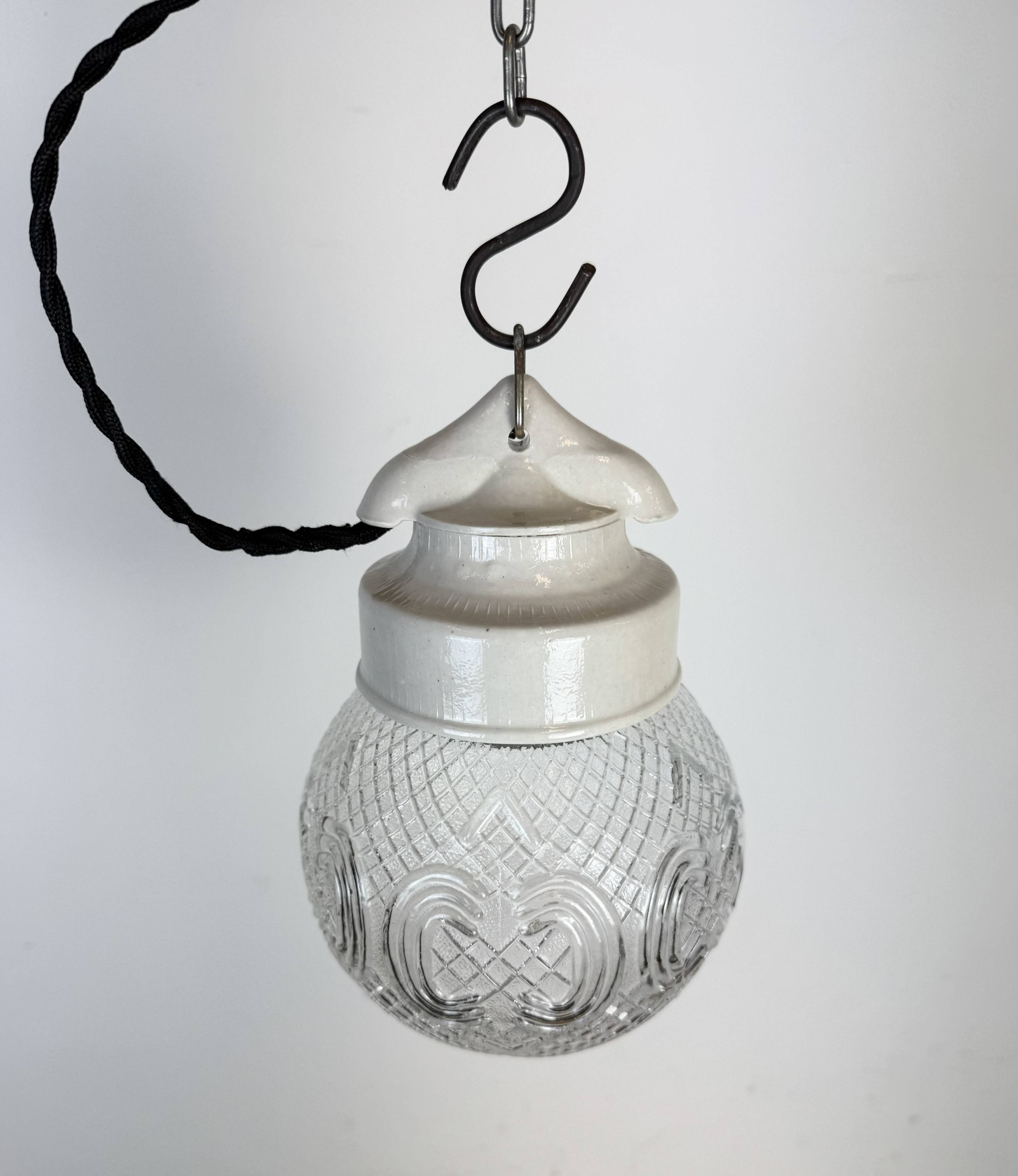 Vintage White Porcelain Pendant Light, 1970s