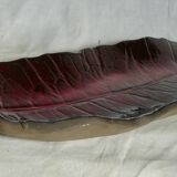 Vintage 1980s ceramic dish in the shape of a banana leaf