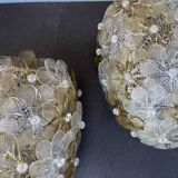 Set of 3 Murano Wall Light Flower by Seguso for Venini, Italy, 1960s