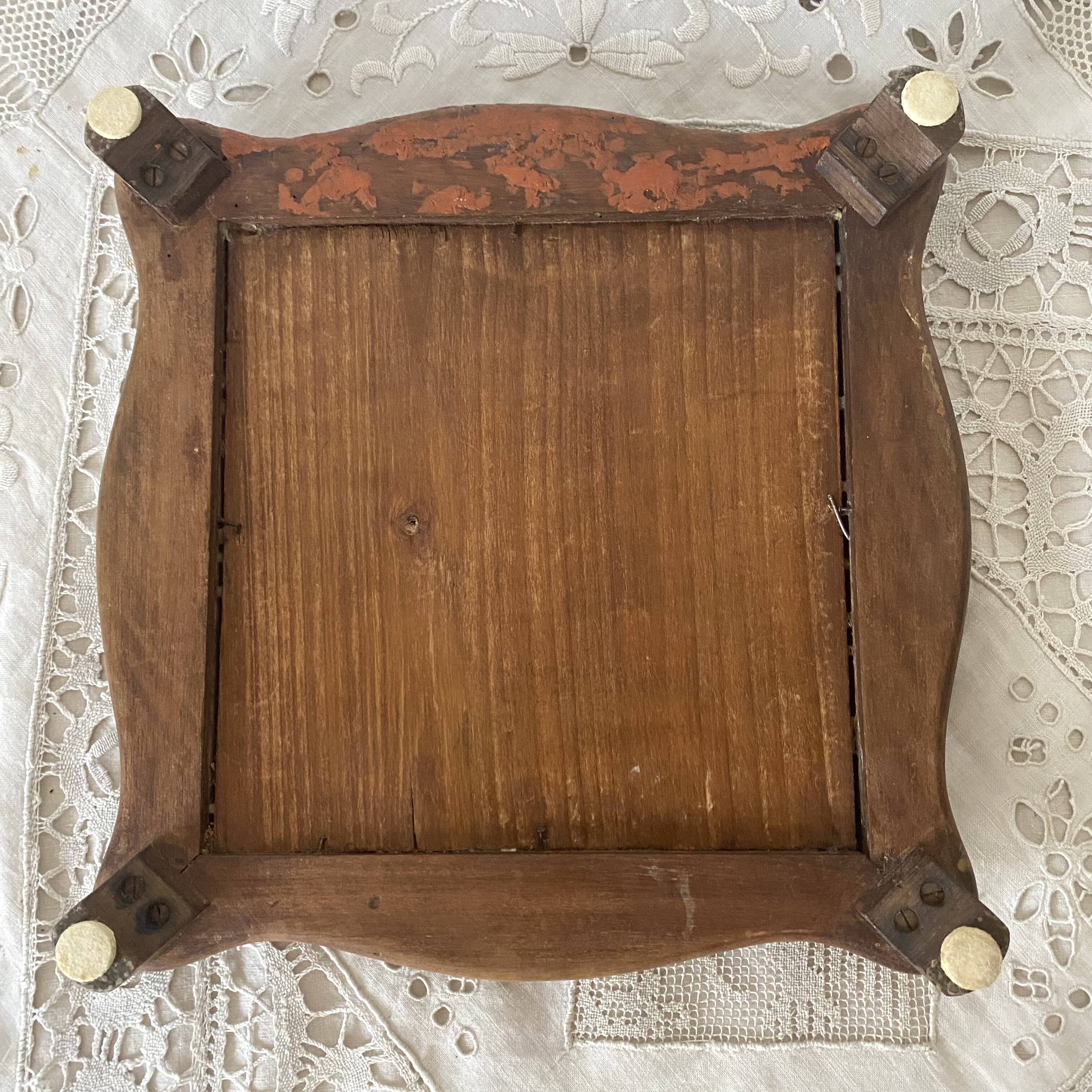 Art Nouveau wood and ceramic trivet