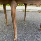 Table à manger ronde Louis XV rénovée en bois brut 210cm