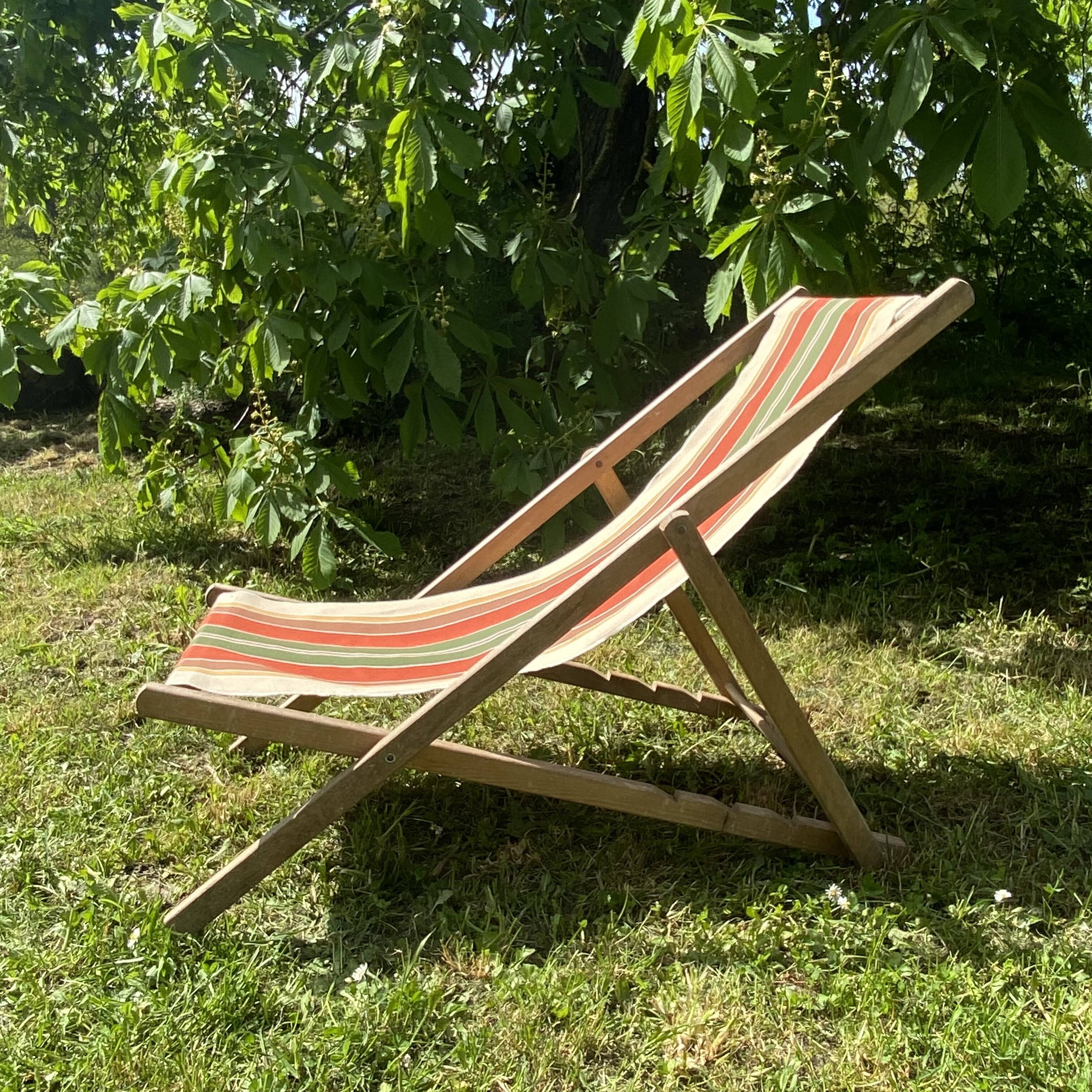 Chilean deckchair vintage striped canvas
