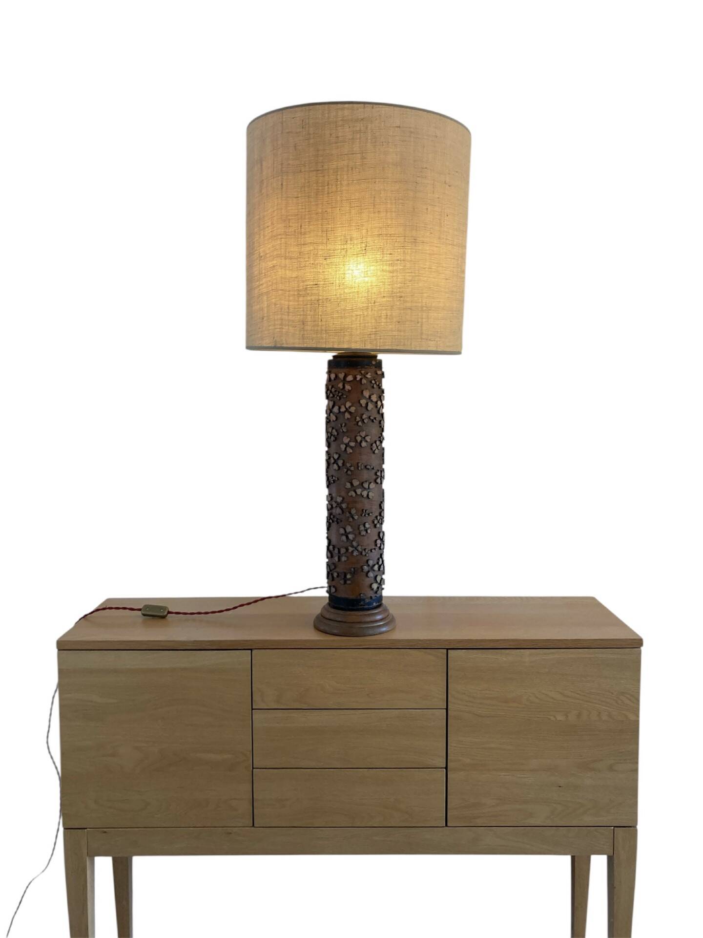 Printing roll lamp, Wood and Brass, Late 19th century