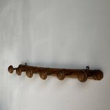 Large vintage wooden coat rack with 6 bamboo effect hooks L79