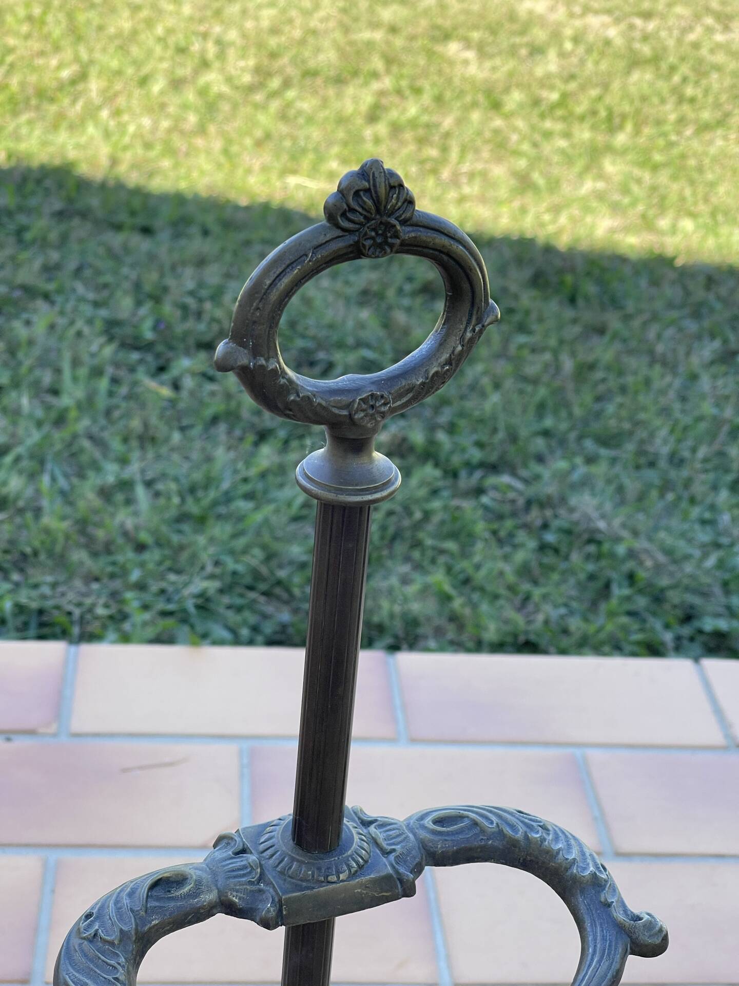 Vintage brass umbrella stand, walking stick holder