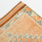 Tapis Kilim Vintage Orange et Beige, Motifs Géométriques Anatoliens