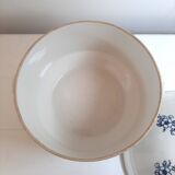 Large soup tureen in Saint Uze earthenware with blue flowers.