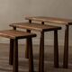 Vintage Oak Nesting Tables (Set of 3) – Rustic Modernist Side Tables, 1970s