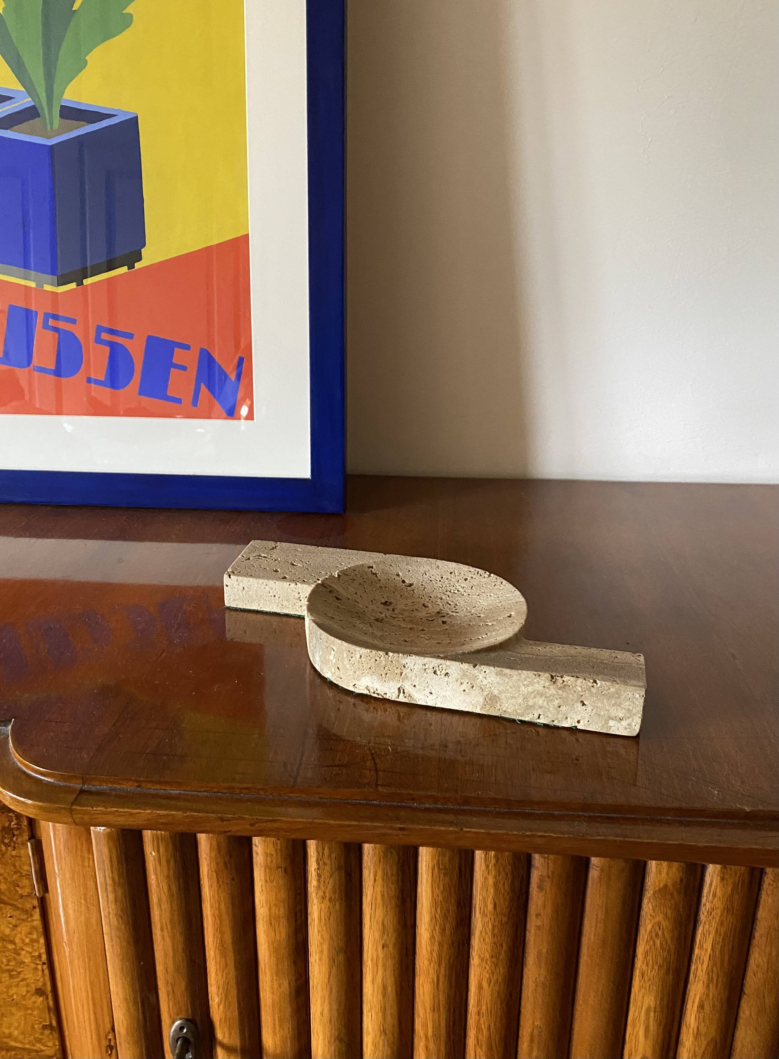 Brutalist travertine ashtray, Cerri Nestore, Italy, 1970s
