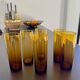 6 amber glasses