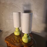 pair of ceramic bedside lamps apple 39x12 refurbished electric and stylish lampshade