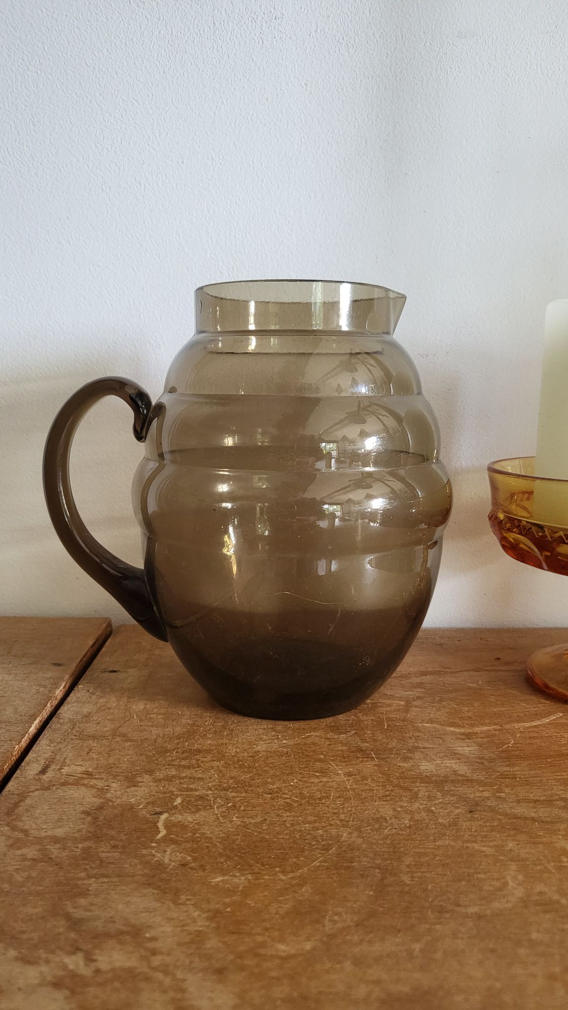 Amber glass decanter