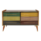 Italain Sideboard Made Of Solid Wood And Covered With Colored Glass 1950S