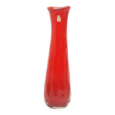 Vase en forme de haricot, style moderne du milieu du siècle, en verre rouge, Ząbkowice, Pologne, années 1970