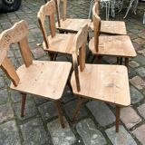 Set of 6 mountain chairs in fir folk art
