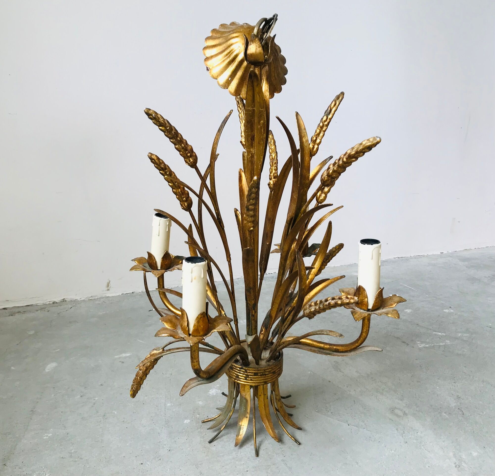 Chandelier ears of wheat in gilded metal, circa 1960