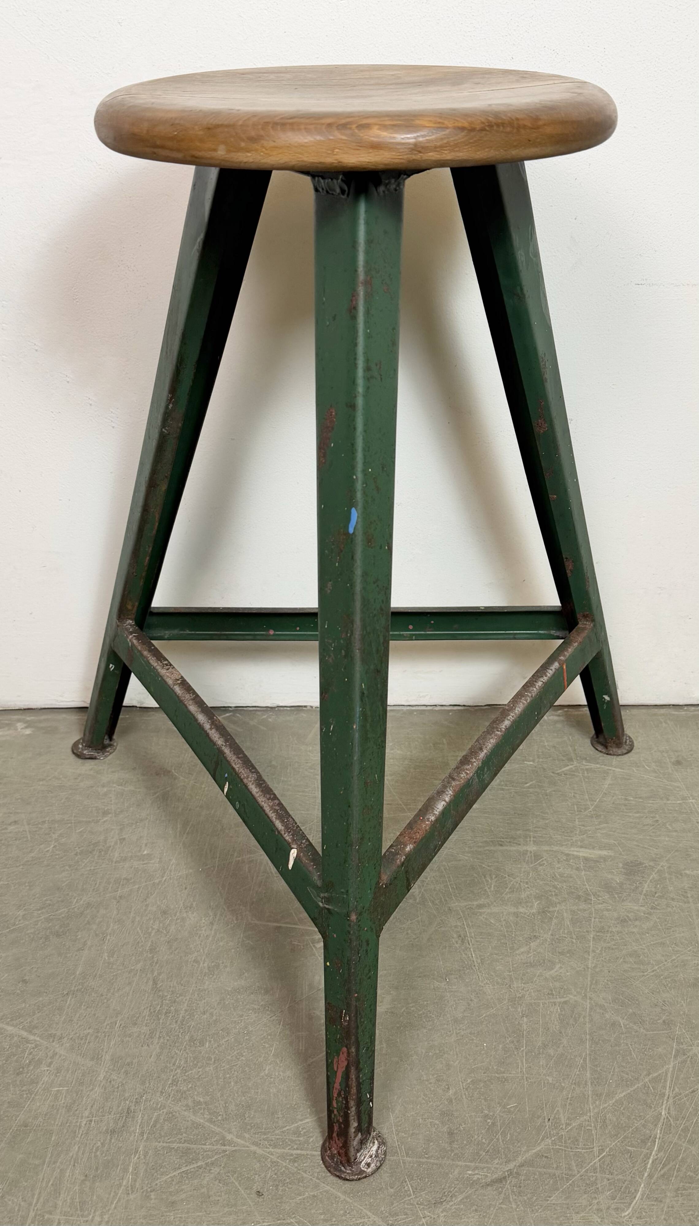Green Industrial Workshop Stool, 1960s