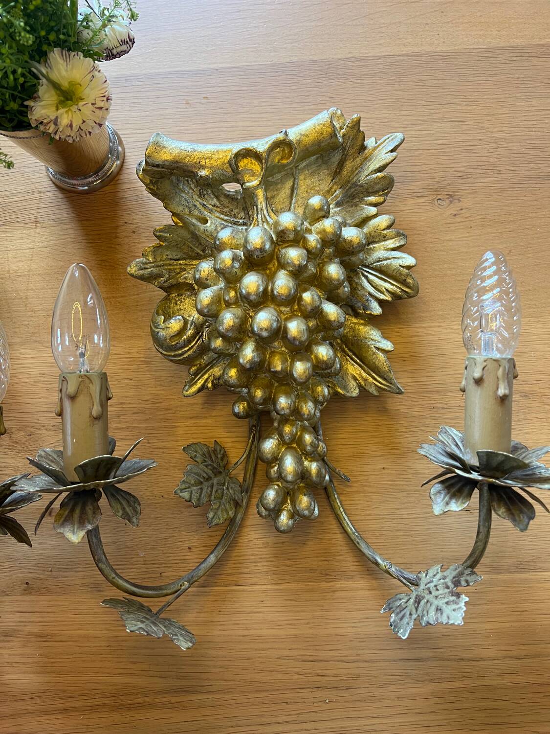 Golden grape wall sconces, 1970