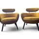 Vintage pair of mustard velvet armchairs from the 20th century.