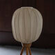 Tripod cocoon floor lamp in wood and lace, Danish design, 1960