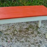 Vintage 1950s kitchen table, orange and white painted wood
