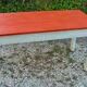 Vintage 1950s kitchen table, orange and white painted wood
